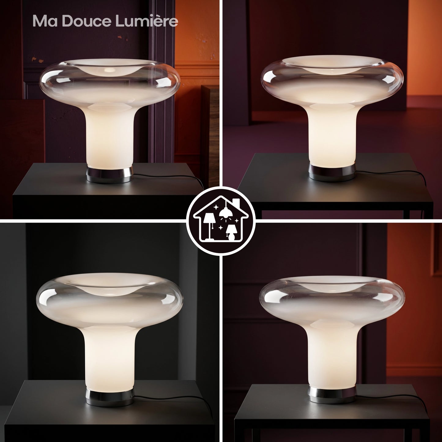 Lampe champignon pure design quatre vues