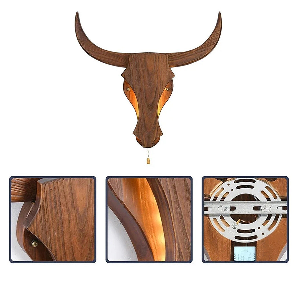 Applique murale bois taureau fixation