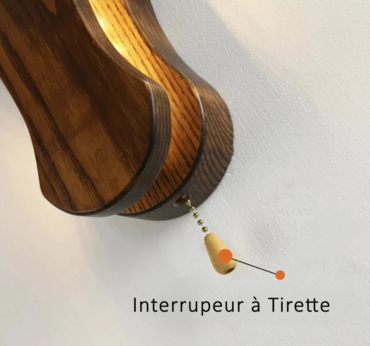 Applique murale bois taureau tirette