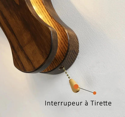 Applique murale bois taureau tirette
