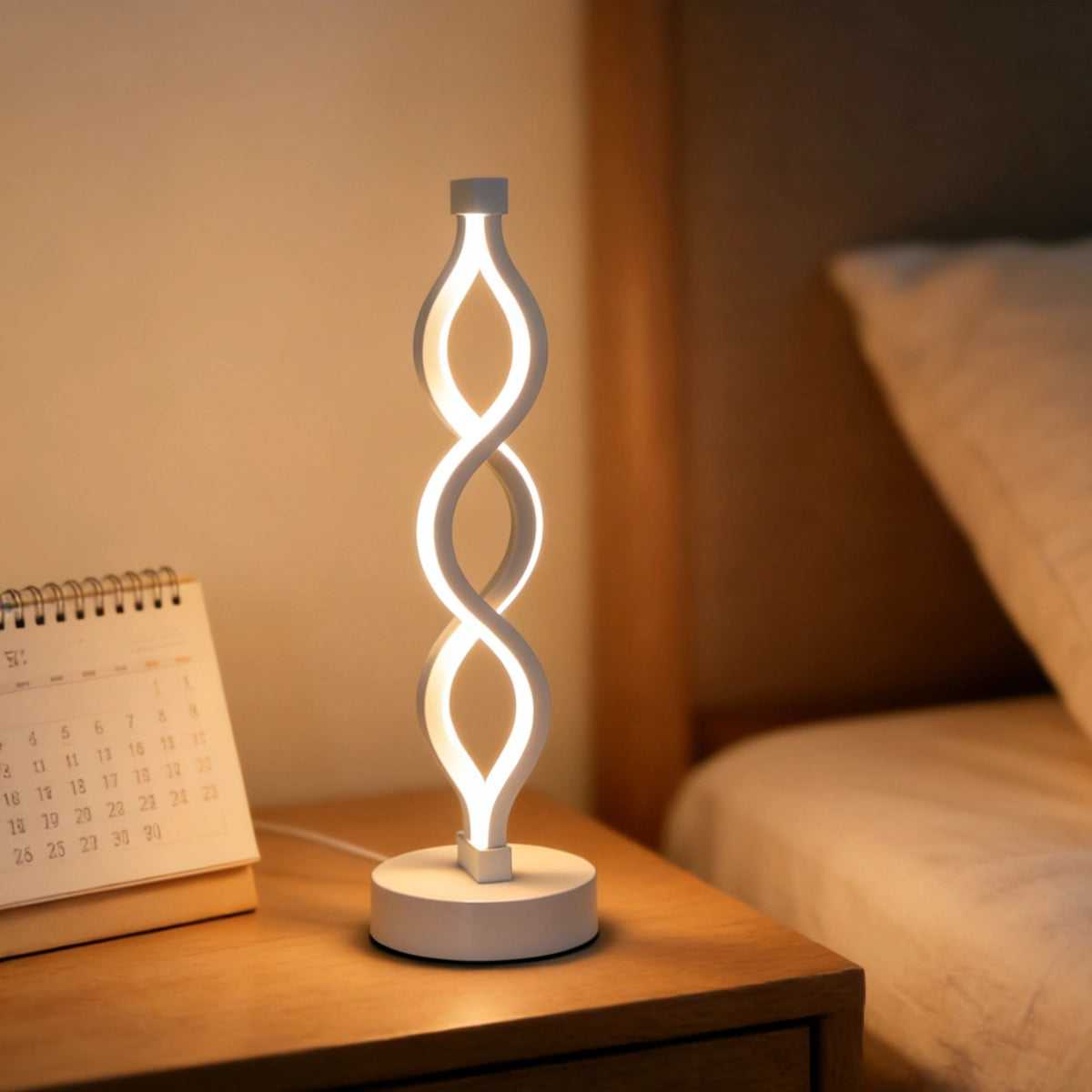 Lampe a poser design blanche chambre