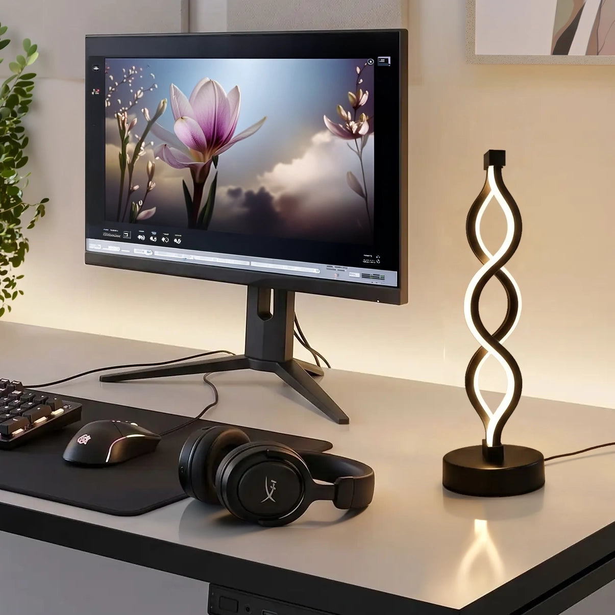 Lampe a poser design noire bureau ordinateur peinture