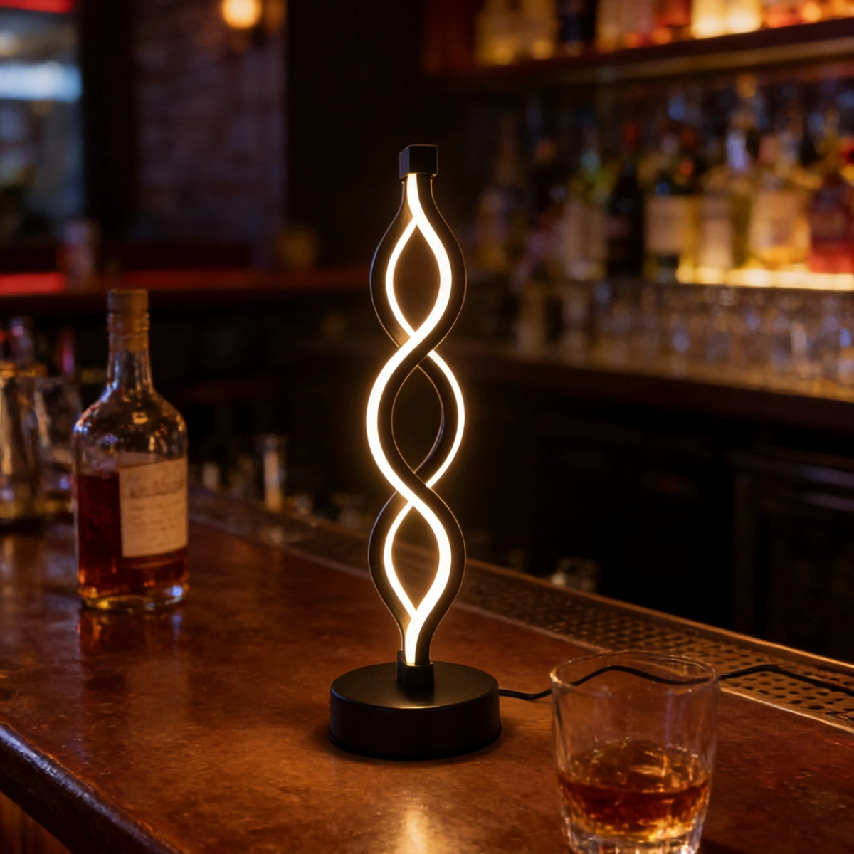 Lampe a poser design noire comptoir bar