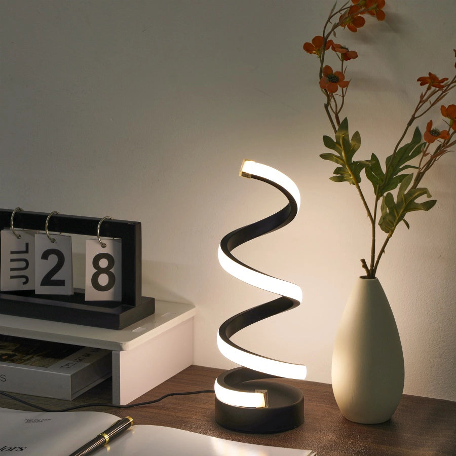 Lampe à poser design spirale noir neutre