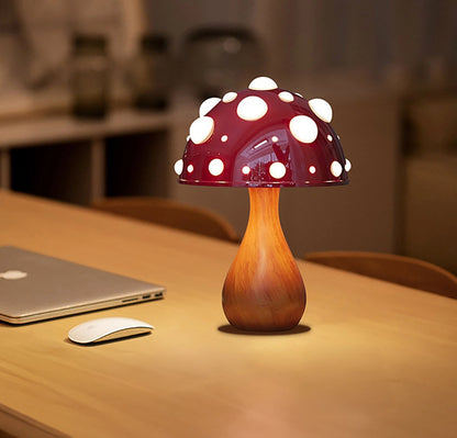 Lampe champignon boisé comptoir cuisine laptop