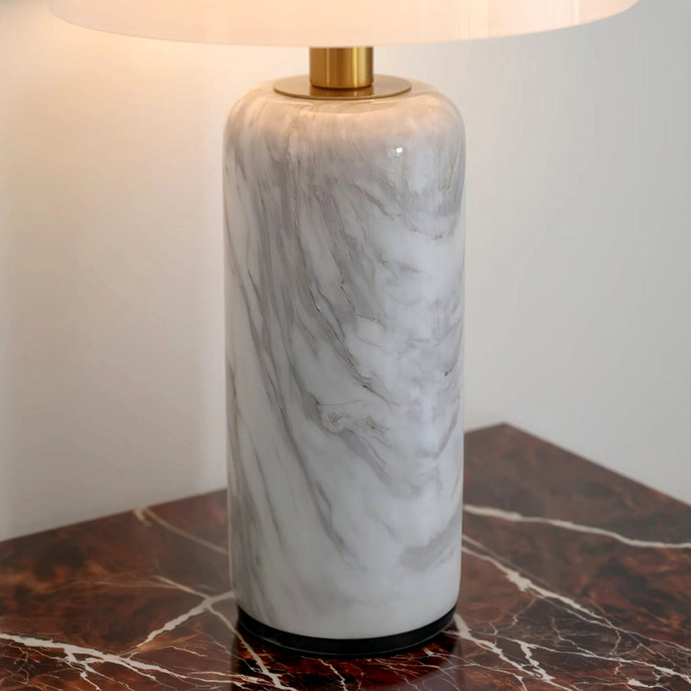 Lampe champignon design marbre blanc pied