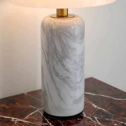 Lampe champignon design marbre blanc pied