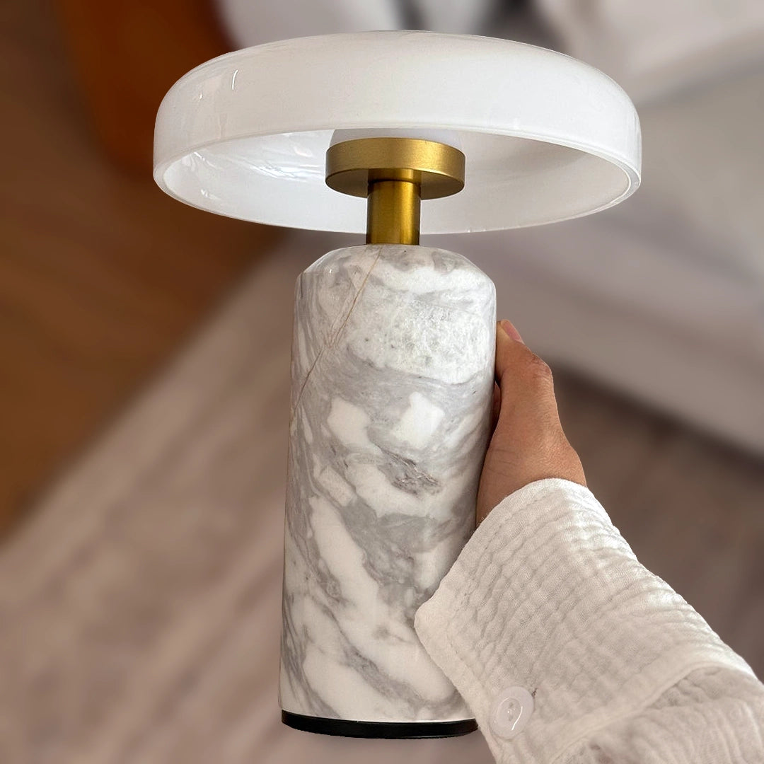 Lampe champignon design marbre main