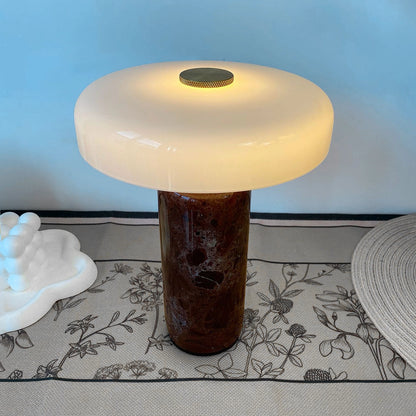 Lampe champignon design marbre rouge chambre