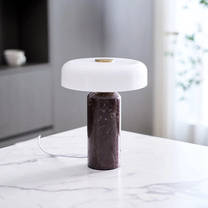 Lampe champignon design marbre rouge salon