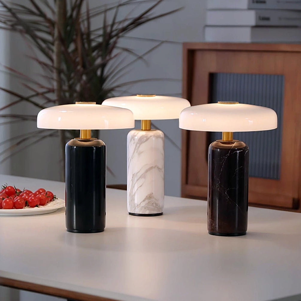 Lampe champignon design marbre trois