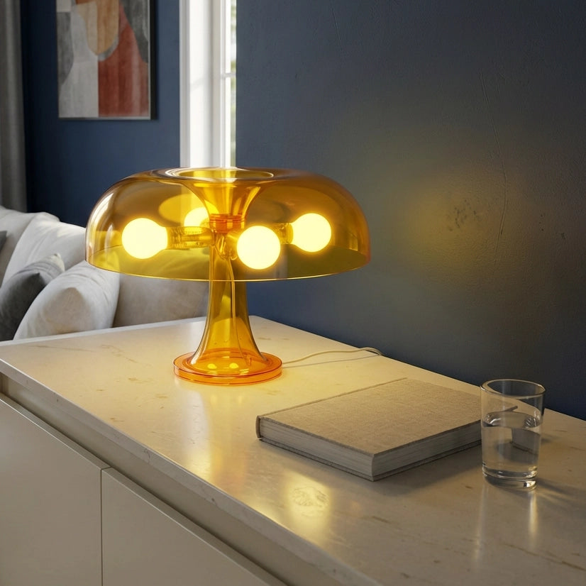 Lampe champignon jaune livre