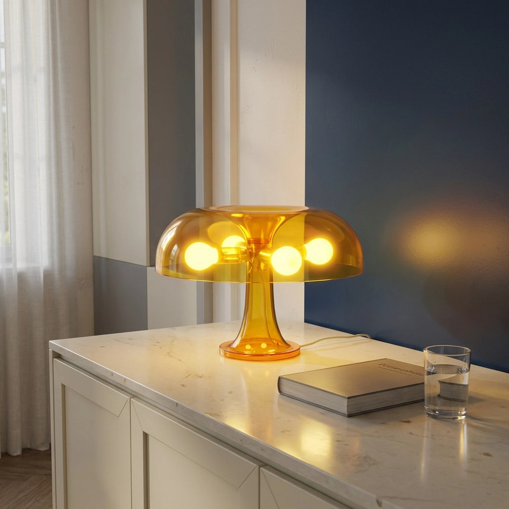 Lampe champignon jaune transparent