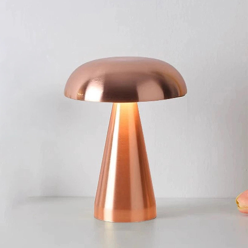 Lampe champignon or rose