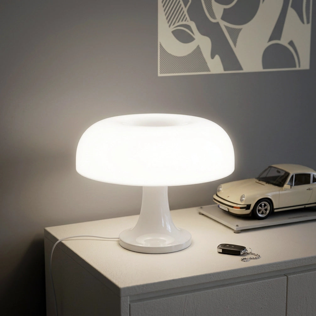 Lampe champignon orange blanche