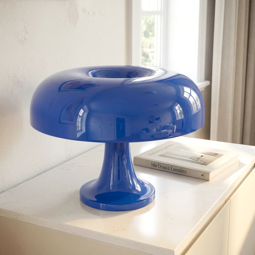 Lampe champignon orange bleu