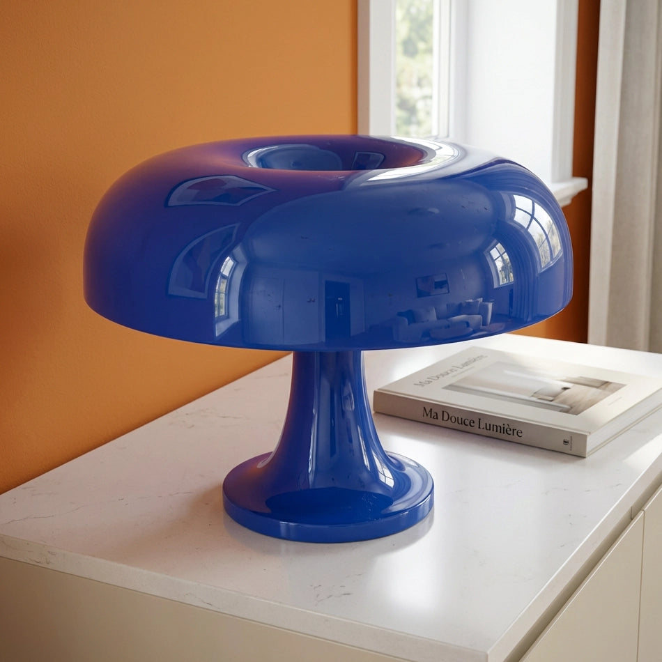 Lampe champignon orange bleue