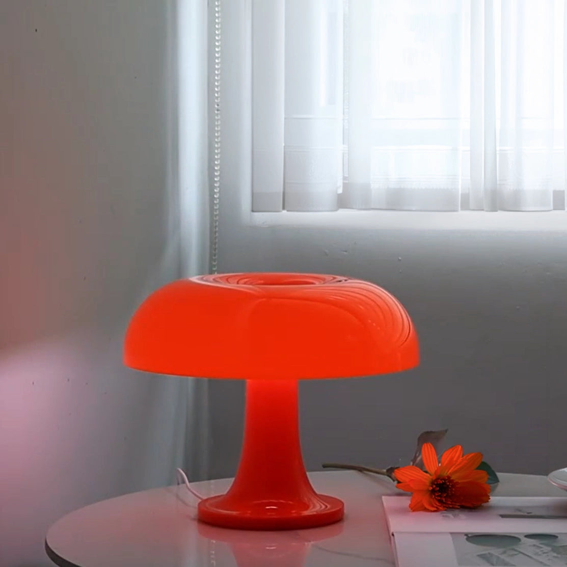 Lampe champignon orange fleur