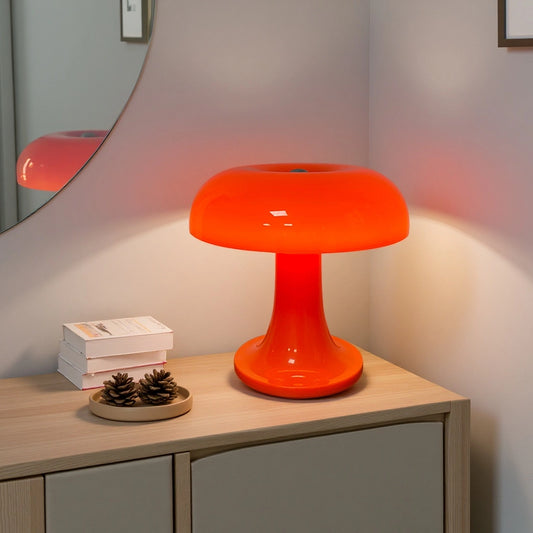 Lampe champignon orange miroir