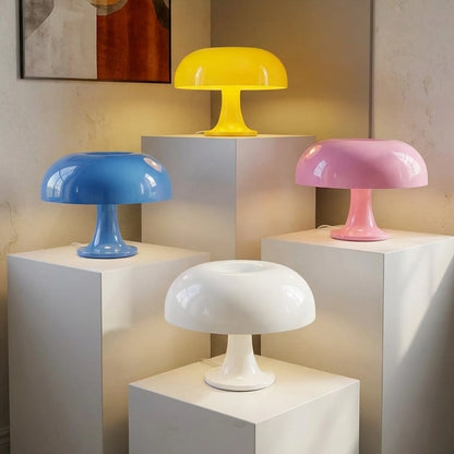 Lampe champignon orange présentoir couleurs