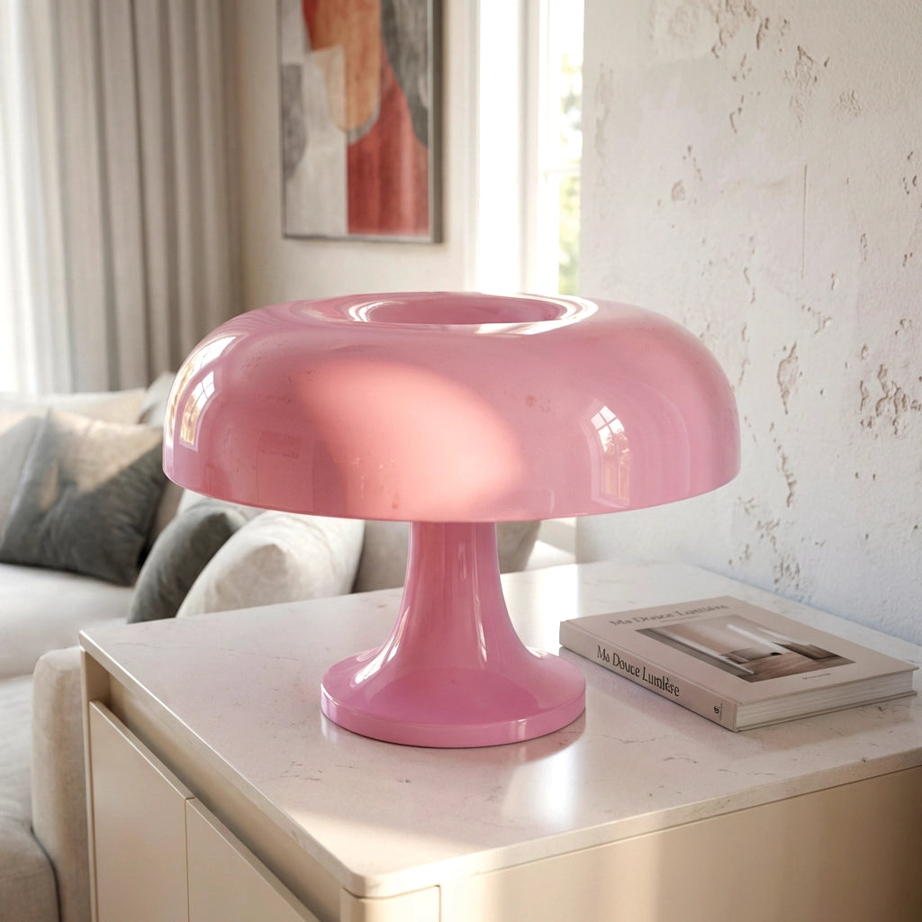 Lampe champignon orange rose salon