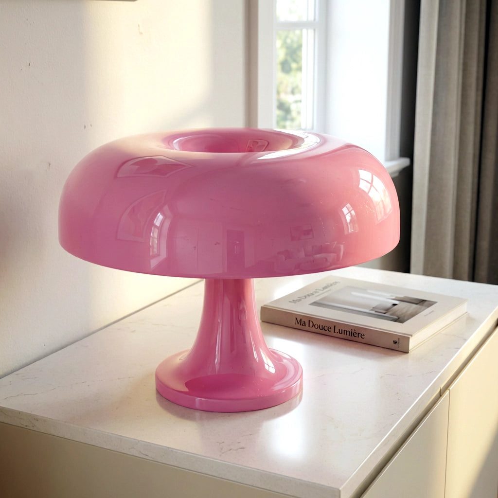 Lampe champignon orange rose