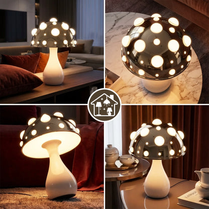 Lampe champignon quatre vues or logo rouge