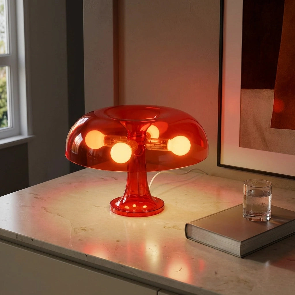 Lampe champignon rouge rouge translucide