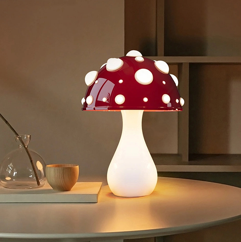Lampe champignon table salon vase
