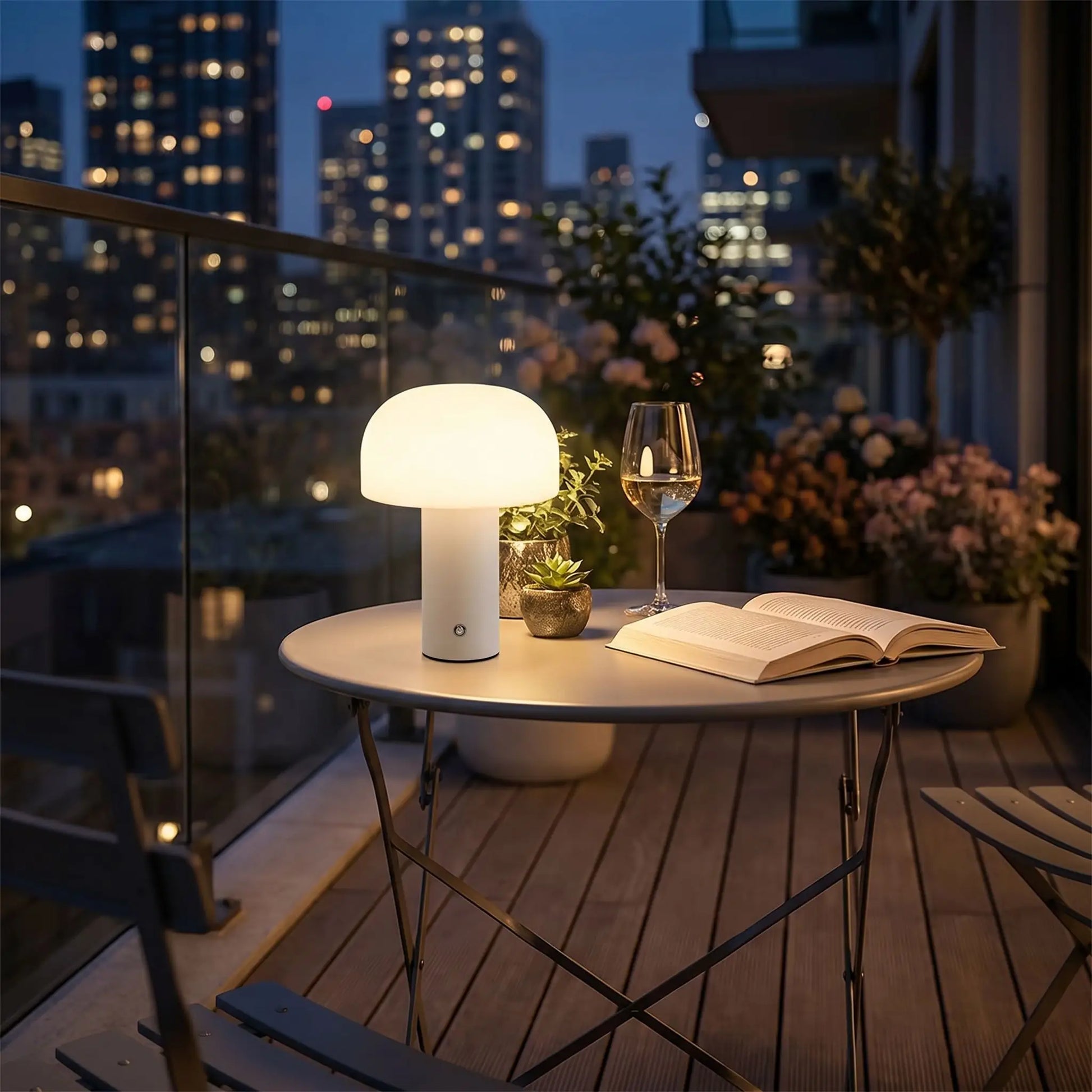 Lampe de chevet champignon blanc balcon