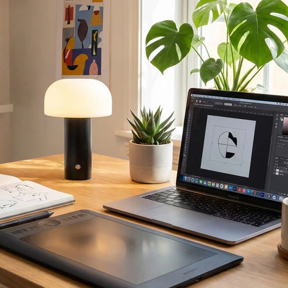 Lampe de chevet champignon noir bureau