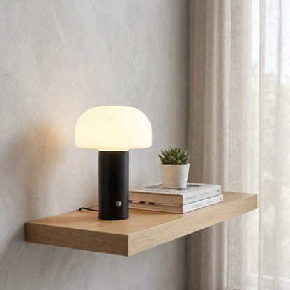 Lampe de chevet champignon noir étagère