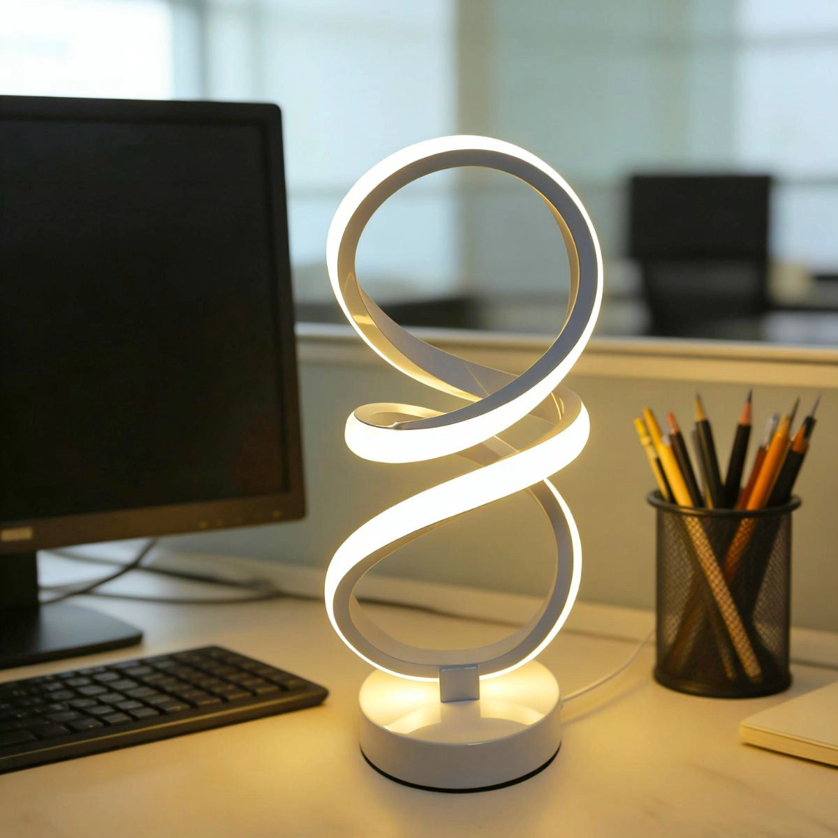 lampe a poser bande led design blanche bureau