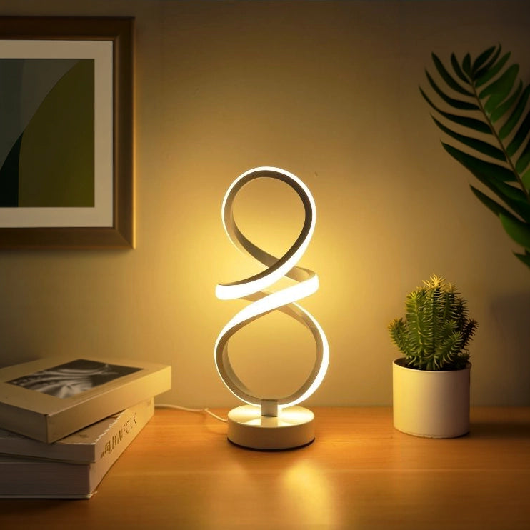 lampe a poser bande led design blanche cadre plante livres