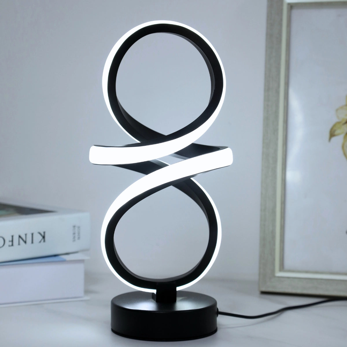 lampe a poser bande led design noire cadre