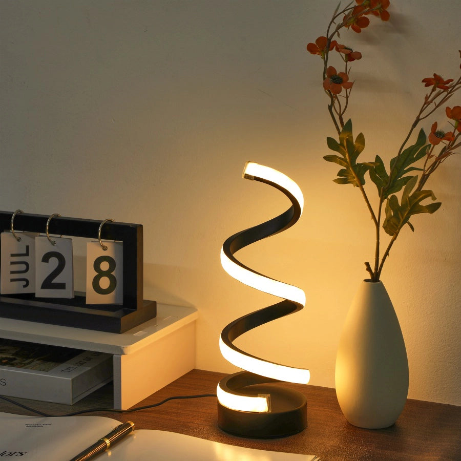 lampe à poser design spirale noire chaude
