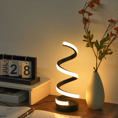 lampe à poser design spirale noire chaude
