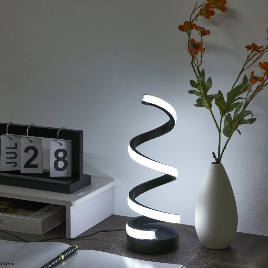 lampe à poser design spirale noire froide