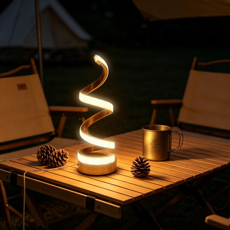 lampe à poser design spirale or camping