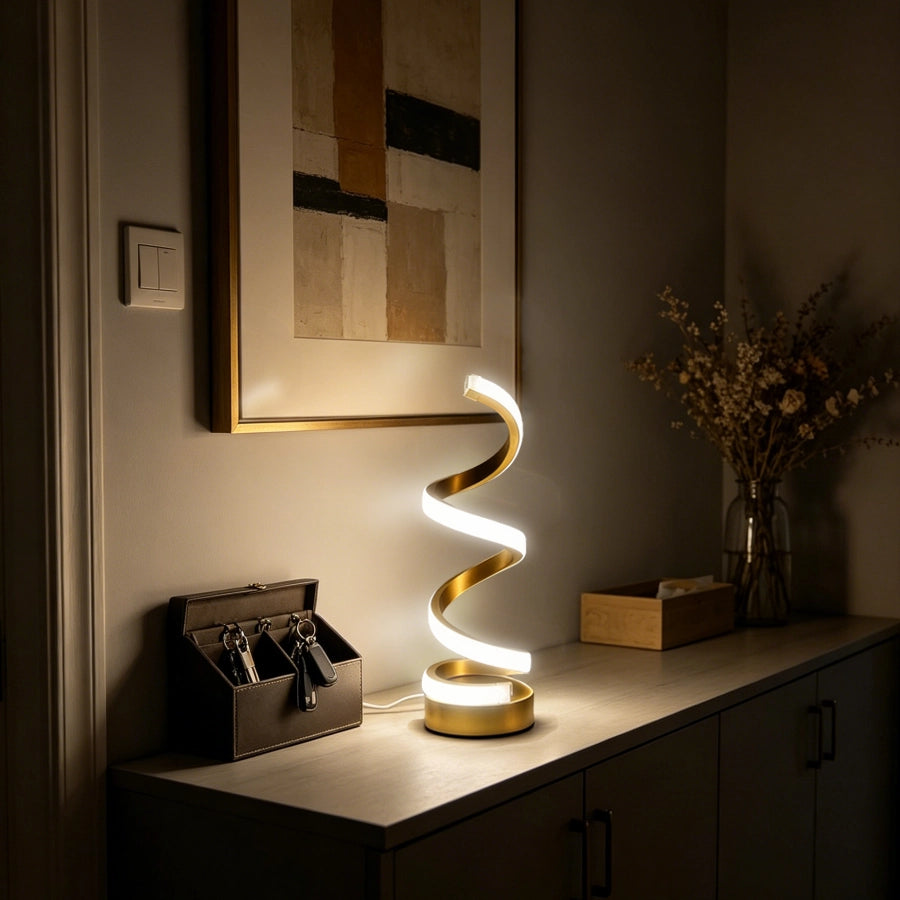 lampe à poser design spirale or entrée