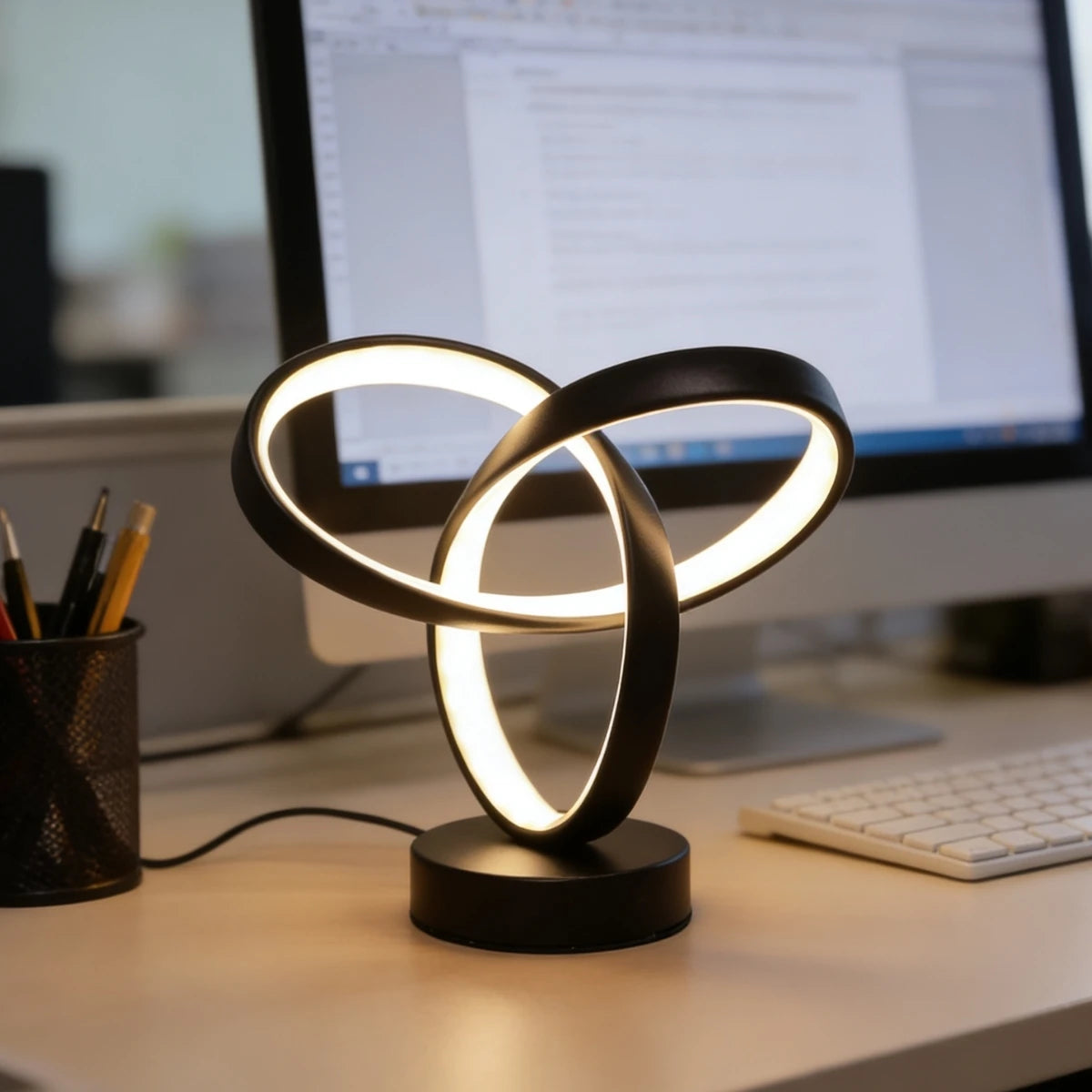 lampe à poser noir bureau ordinateur écran