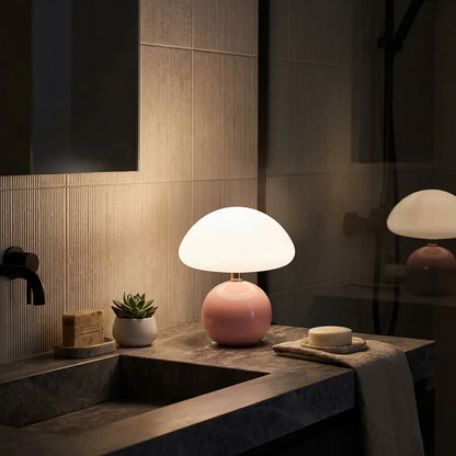 lampe champignon design rose salle de bain
