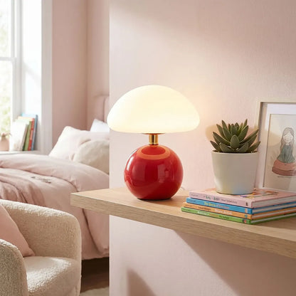 lampe champignon design rouge étagère chambre enfant