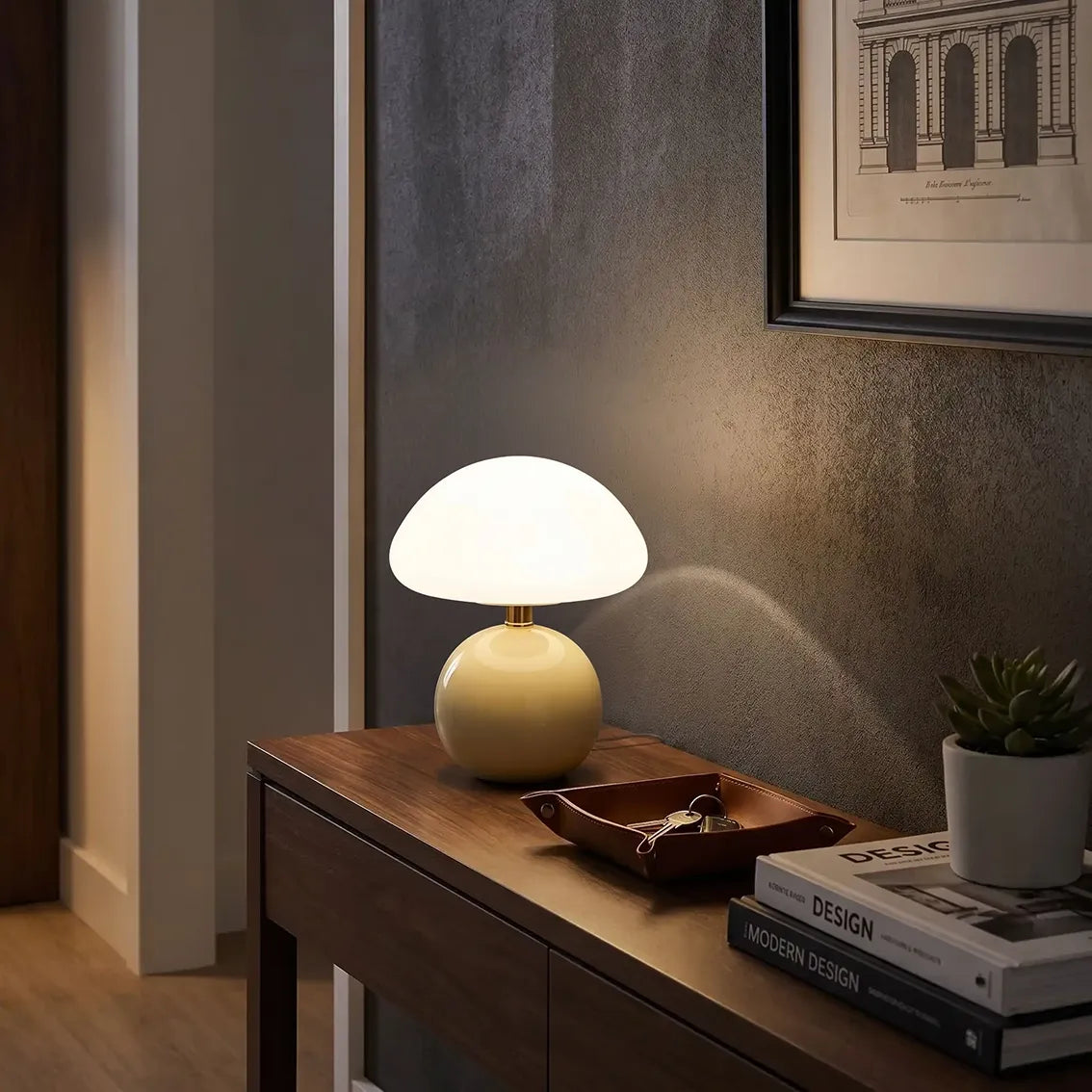 lampe champignon design verte entrée clefs