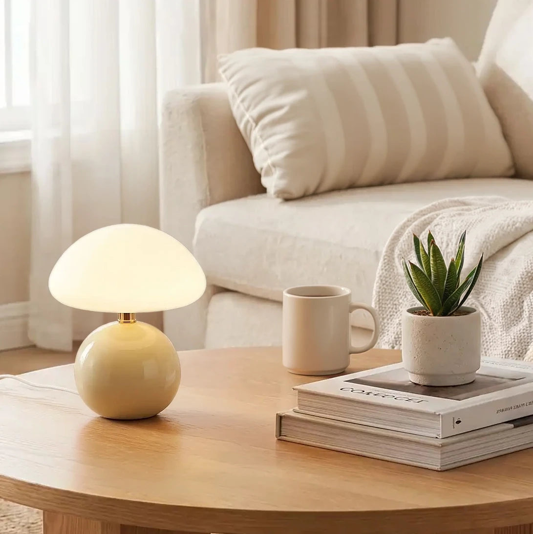 lampe champignon design verte table basse ronde