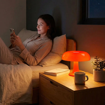 lampe champignon orange chambre chevet
