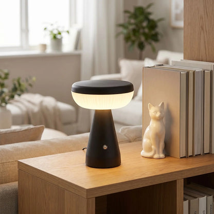 lampe champignon orange noire chat