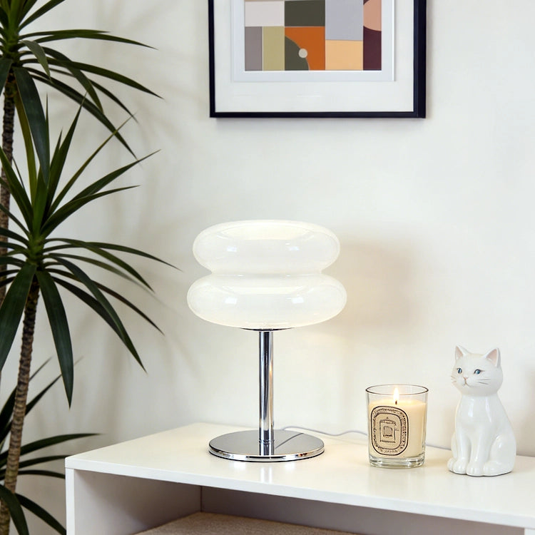 lampe de table verre vintage blanche cadre