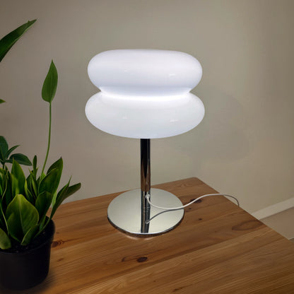 lampe de table verre vintage blanche plante