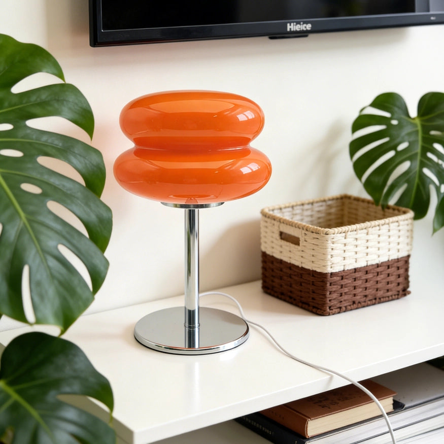 lampe de table verre vintage orange écran